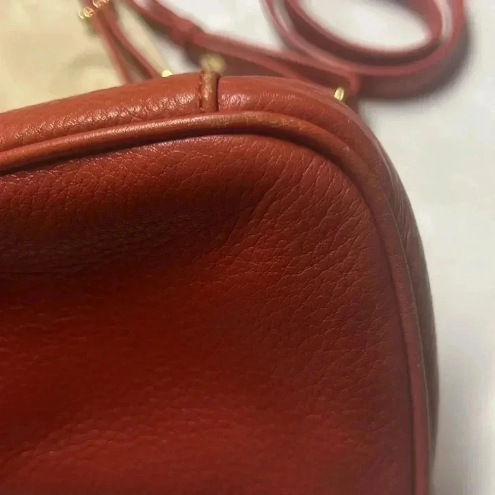 Tory Burch Red Leather Crossbody Bag with Gold Logo